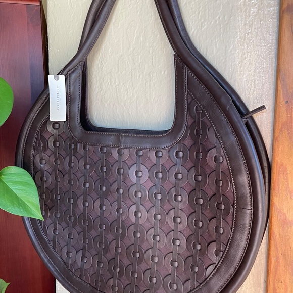 Anthropologie Circle Gusset Tote Chocolate NWT $178 - Picture 5 of 12